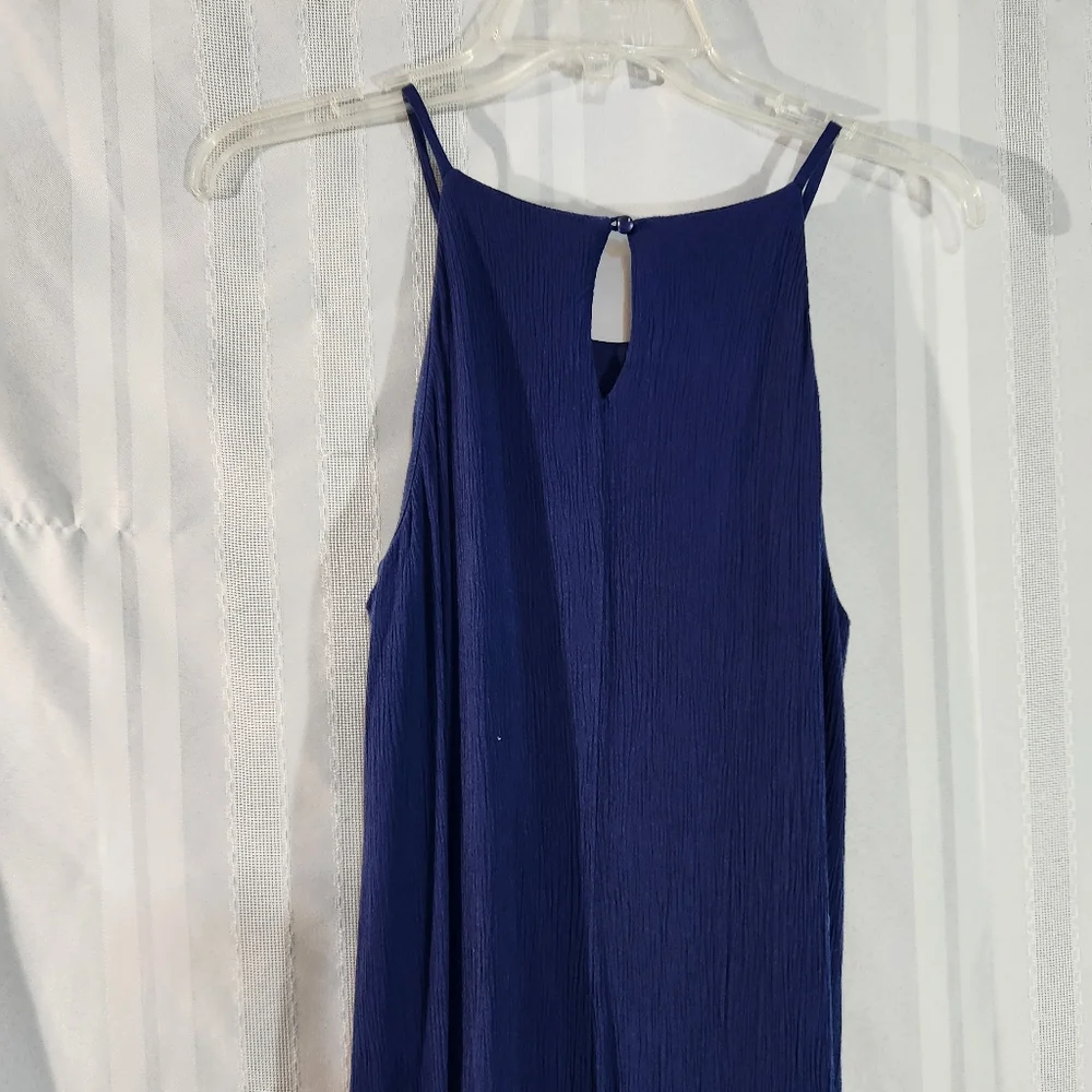AS U WISH EMBROIDERY SLEEVELESS NAVYBLUE DRESS SIZE LARGE